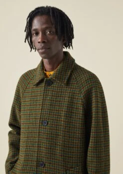 Houndstooth Wool Raglan Coat | Mustard/Multi -Novesta Store MCOTW04 7