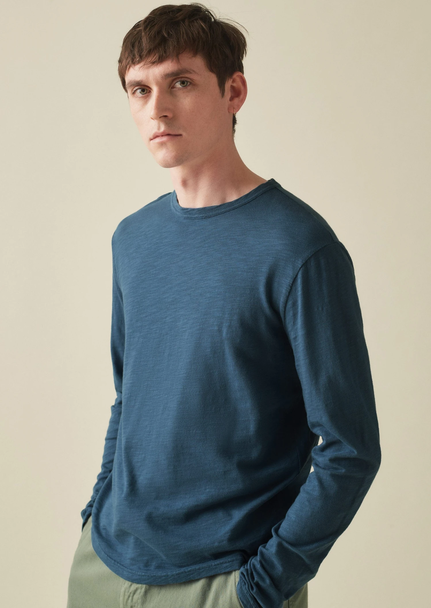 Frank Cotton Long Sleeve Tee | Washed Indigo 5 Frank Cotton Long Sleeve Tee | Washed Indigo - Image 3