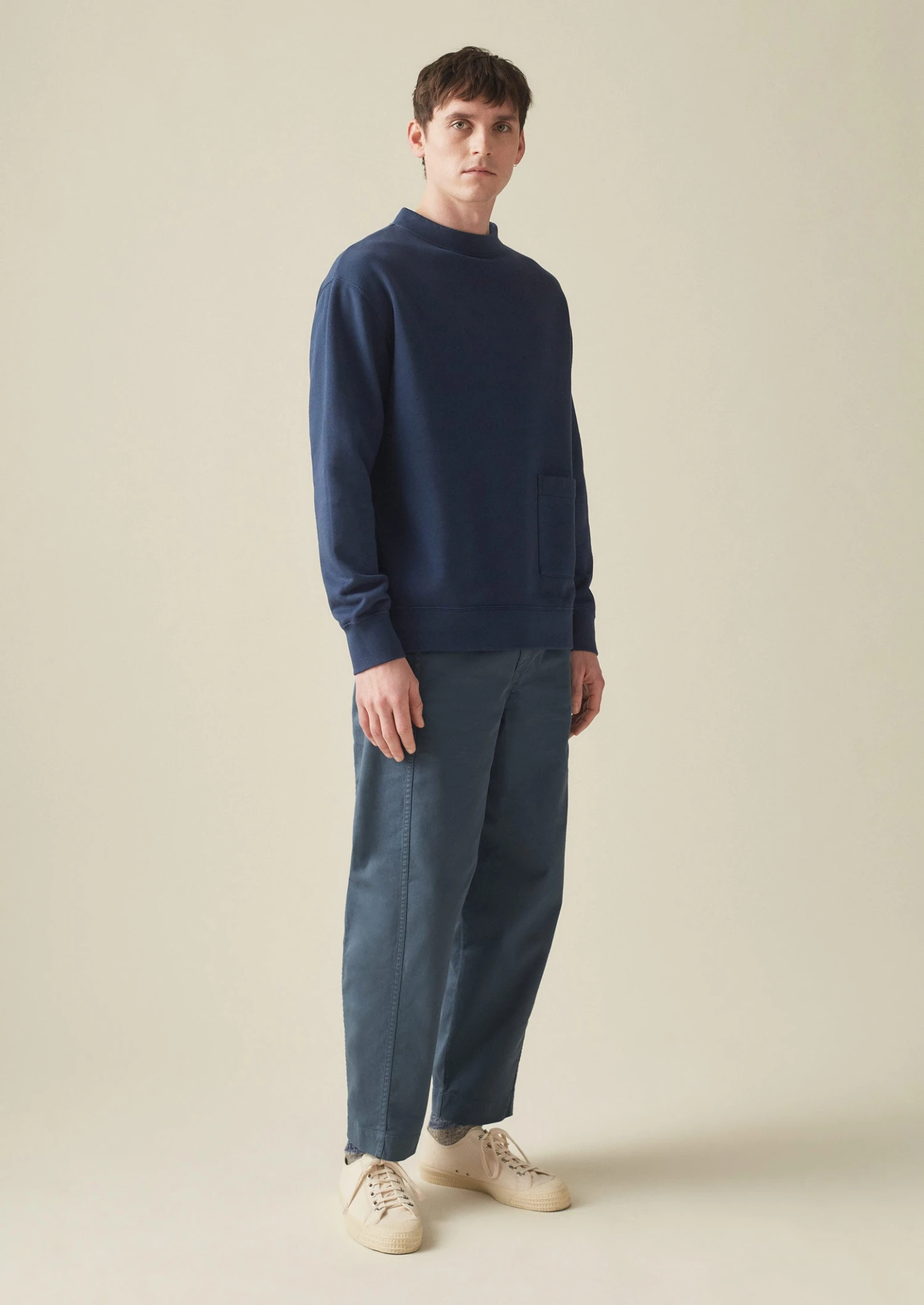 Garment Dyed Organic Jersey Sweatshirt | Dark Indigo 5 Garment Dyed Organic Jersey Sweatshirt | Dark Indigo - Image 3
