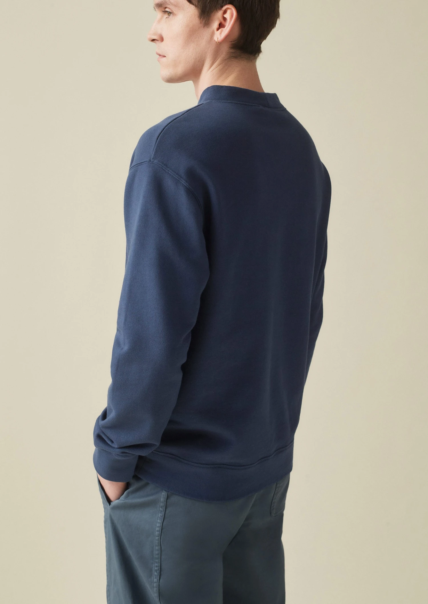 Garment Dyed Organic Jersey Sweatshirt | Dark Indigo 7 Garment Dyed Organic Jersey Sweatshirt | Dark Indigo - Image 5