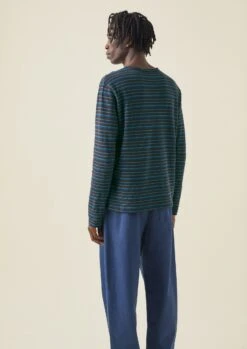 Frank Stripe Cotton Long Sleeve Tee | Navy Multi -Novesta Store MJETW03 3