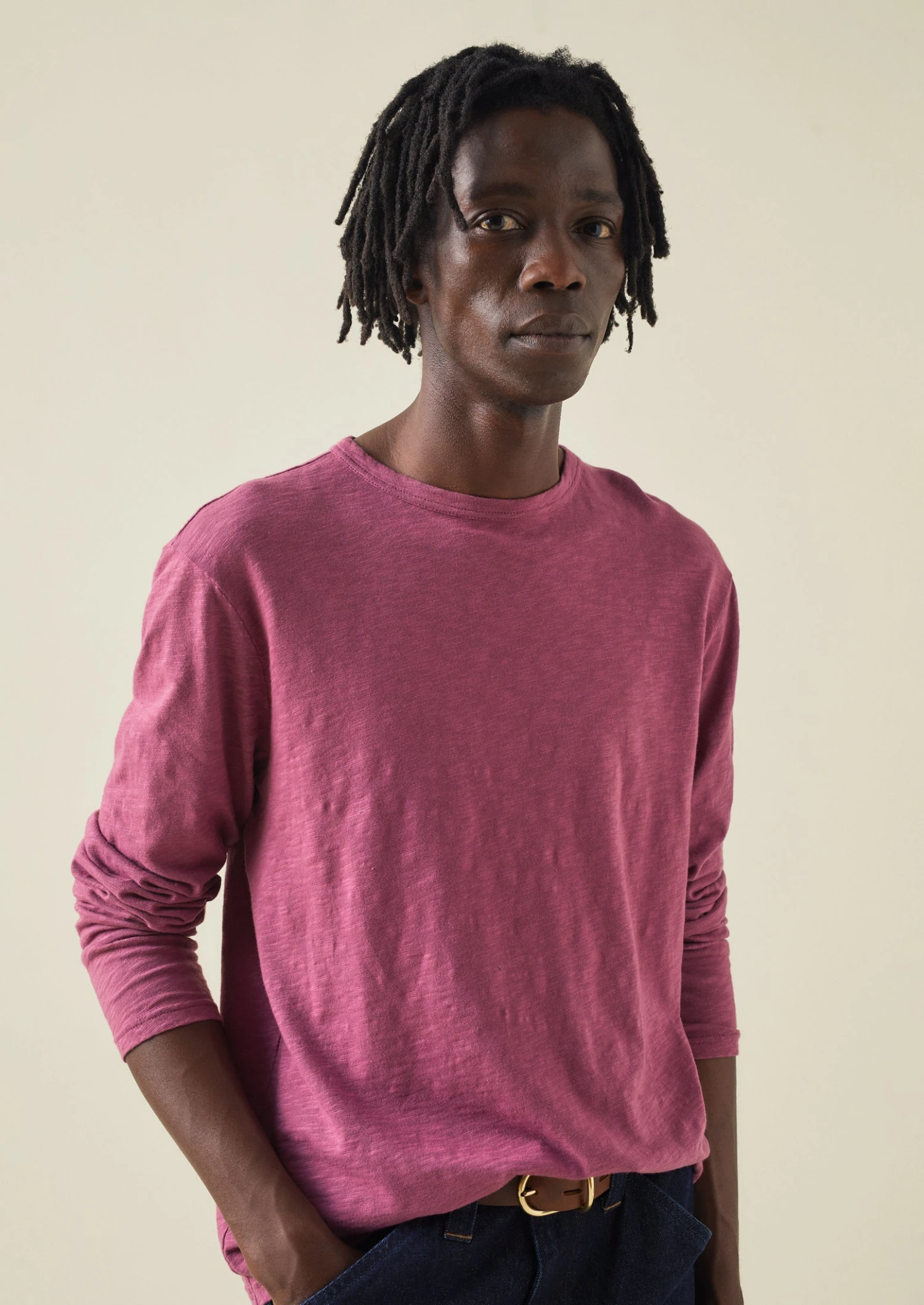 Frank Cotton Long Sleeve Tee | Berry 5 Frank Cotton Long Sleeve Tee | Berry - Image 3