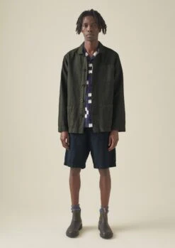 Arlo Garment Dyed Herringbone Jacket | Dark Moss -Novesta Store MJKRW08 5