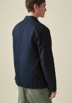 Unstructured Cotton Linen Blazer | Dark Indigo -Novesta Store MJKSS05 4