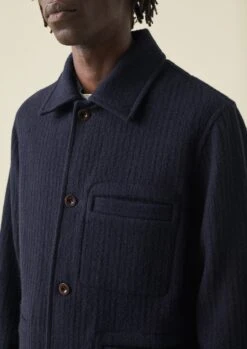 Indigo Textured Stripe Chore Jacket | Indigo -Novesta Store MJKTW02 4