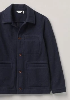 Indigo Textured Stripe Chore Jacket | Indigo -Novesta Store MJKTW02 7