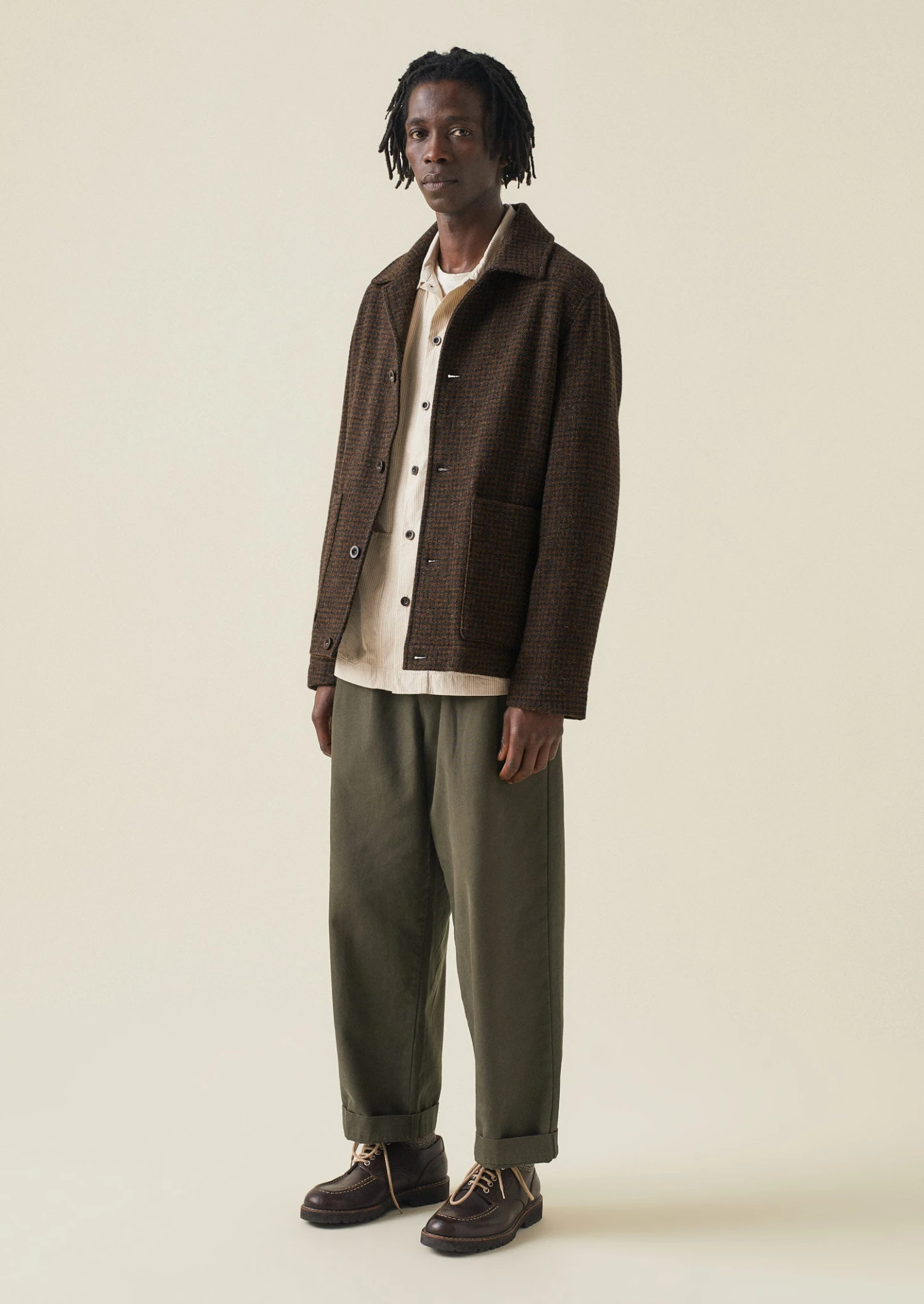 Dogtooth Wool Chore Jacket | Brown/Black 4 Dogtooth Wool Chore Jacket | Brown/Black - Image 2