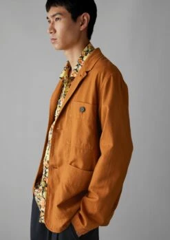 Unstructured Cotton Linen Blazer | Brick -Novesta Store MJKUS07 3