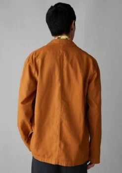 Unstructured Cotton Linen Blazer | Brick -Novesta Store MJKUS07 6