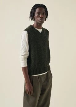 Donegal Wool Knitted Tank | Khaki -Novesta Store MKNTW03 7