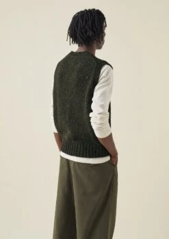 Donegal Wool Knitted Tank | Khaki -Novesta Store MKNTW03 8