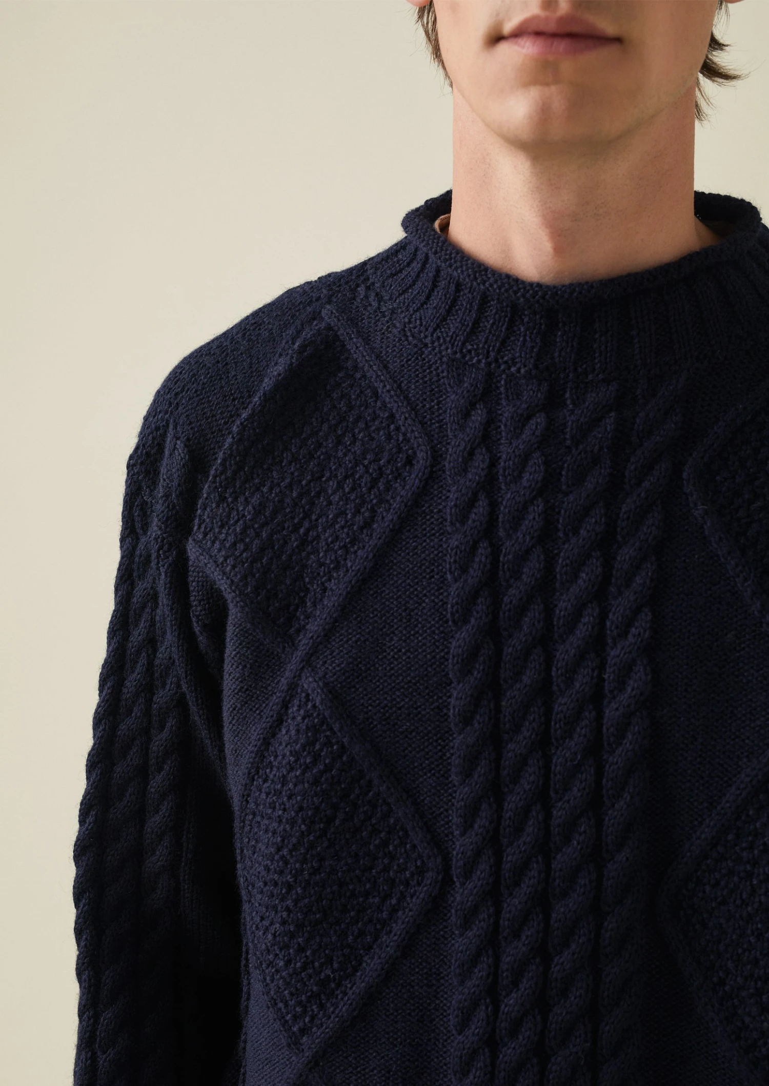 British Wool Cable Knit Sweater | Navy 6 British Wool Cable Knit Sweater | Navy - Image 4