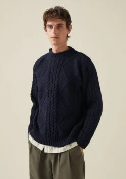 British Wool Cable Knit Sweater | Navy 13 British Wool Cable Knit Sweater | Navy -Novesta Store MKNTW07 4