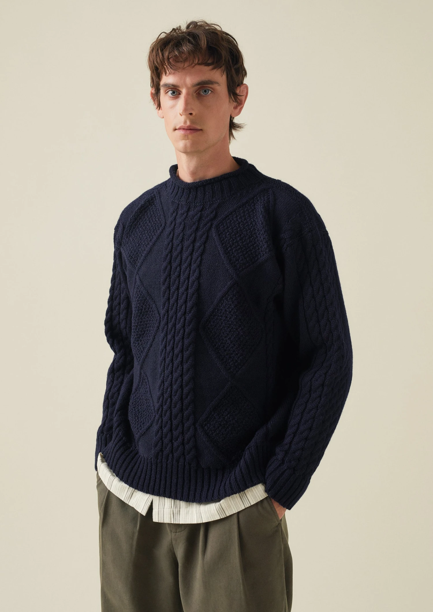 British Wool Cable Knit Sweater | Navy 7 British Wool Cable Knit Sweater | Navy - Image 5