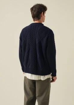 British Wool Cable Knit Sweater | Navy 14 British Wool Cable Knit Sweater | Navy -Novesta Store MKNTW07 5