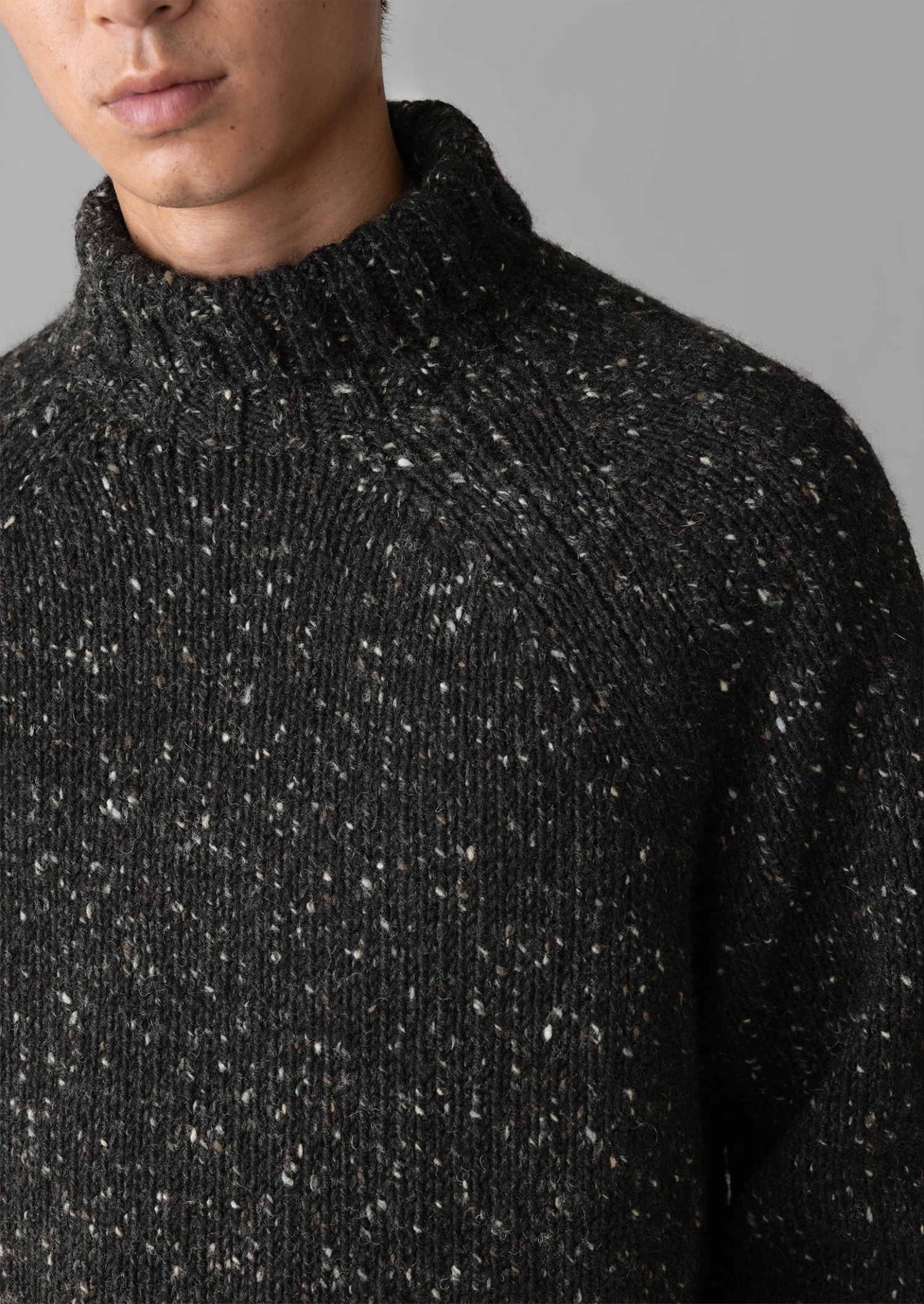 Donegal Roll Neck Sweater | Black Marl 4 Donegal Roll Neck Sweater | Black Marl - Image 2