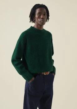 Flecky Wool Cashmere Seamless Sweater | Emerald -Novesta Store MKNTW15 3