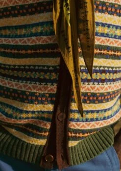 Buttoned Fair Isle Knitted Tank | Green/Multi -Novesta Store MKNUS05 5