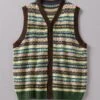 Buttoned Fair Isle Knitted Tank | Green/Multi 2 Buttoned Fair Isle Knitted Tank | Green/Multi -Novesta Store MKNUS05 greenmulti 0