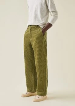 Rory Organic Cotton Cord Straight Leg Trousers | Woodland Green -Novesta Store MTRTW07 6
