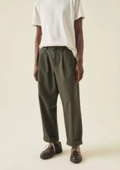 Bill Cotton Wide Leg Trousers | Dark Olive -Novesta Store MTRTW11 2