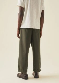 Bill Cotton Wide Leg Trousers | Dark Olive -Novesta Store MTRTW11 5