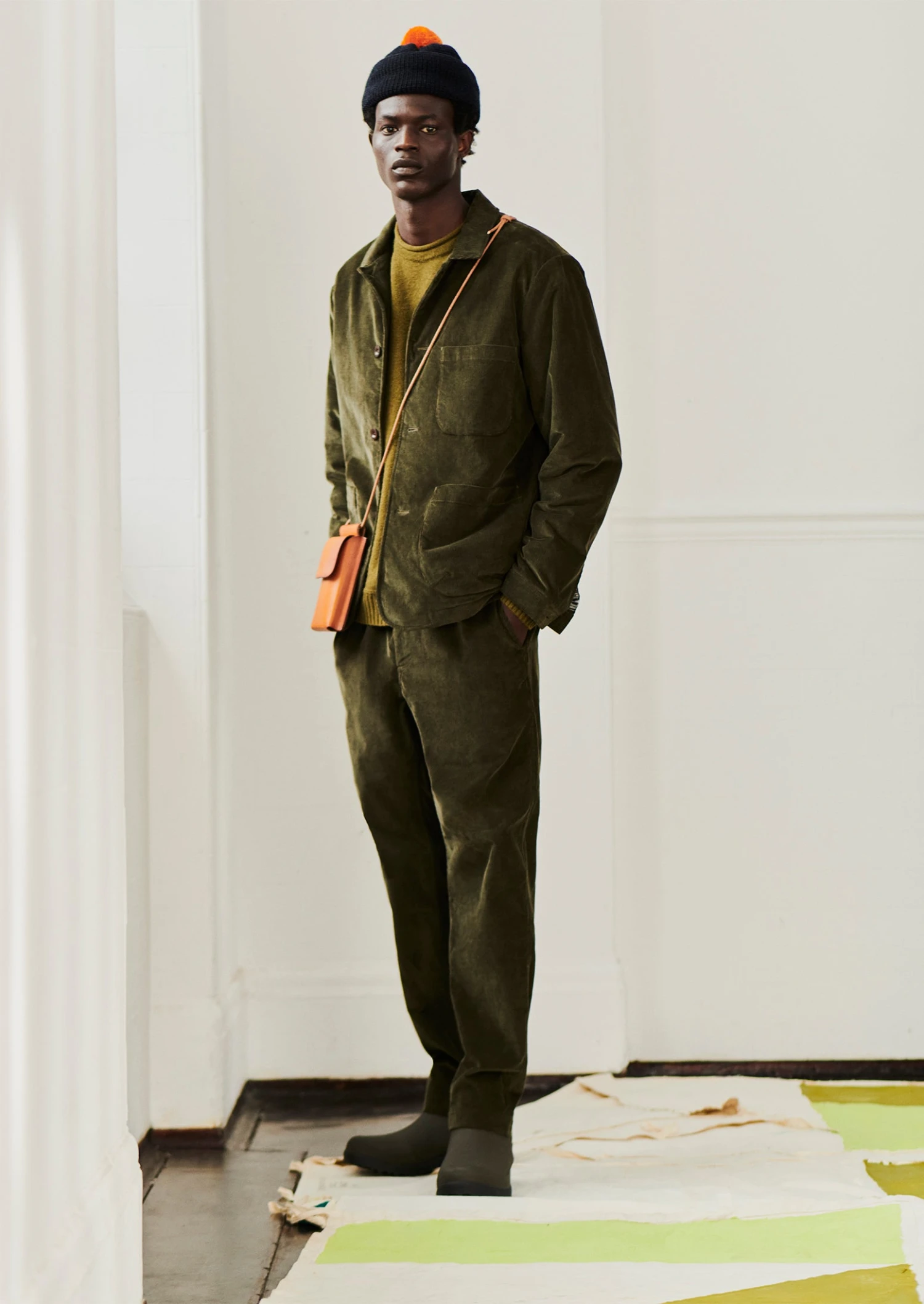 Organic Cord Drawstring Trousers | Tent Green 4 Organic Cord Drawstring Trousers | Tent Green - Image 2