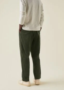 Organic Cord Drawstring Trousers | Tent Green 14 Organic Cord Drawstring Trousers | Tent Green -Novesta Store MTRTW12 5