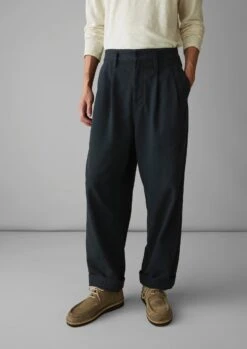 Bill Cotton Wide Leg Trousers | Dark Navy -Novesta Store MTRUS09 2
