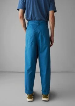 Garment Dyed Organic Cotton Tapered Trousers | Flask Blue -Novesta Store MTRUS23 4