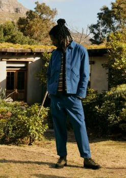 Garment Dyed Organic Cotton Tapered Trousers | Flask Blue -Novesta Store MTRUS23 5