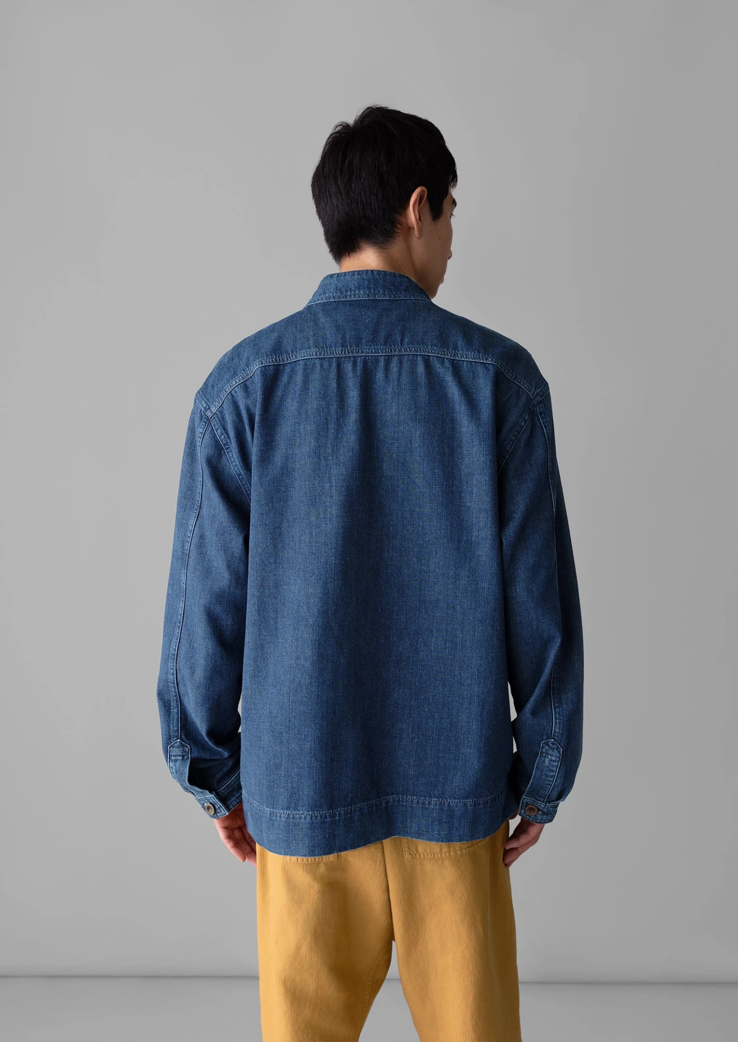 Grandad Collar Half Placket Denim Shirt | Indigo 6 Grandad Collar Half Placket Denim Shirt | Indigo - Image 4
