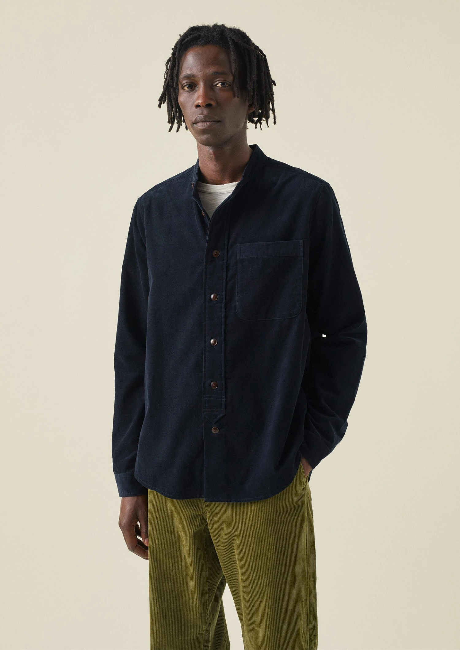 Jasper Organic Needlecord Shirt | Slate Blue 4 Jasper Organic Needlecord Shirt | Slate Blue - Image 2