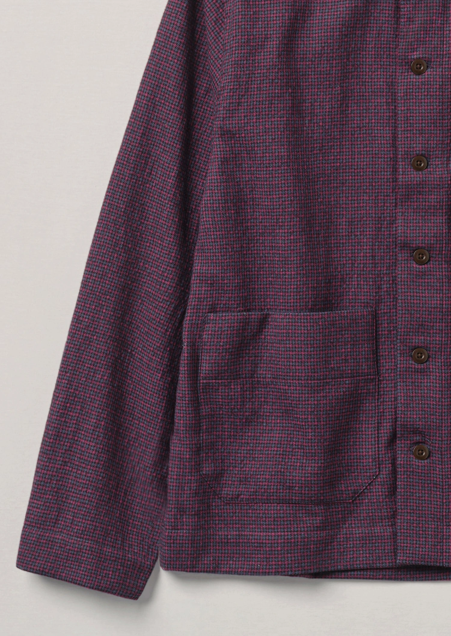 Houndstooth Check Wool Cotton Shirt | Dark Berry 8 Houndstooth Check Wool Cotton Shirt | Dark Berry - Image 6