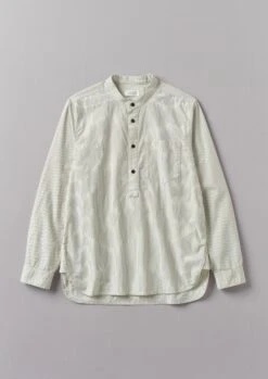 Grandad Collar Stripe Pullover Shirt | Sunwashed Blue