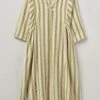 Stripe Organic Cotton Flannel Nightdress | Ecru/Olive 1 Stripe Organic Cotton Flannel Nightdress | Ecru/Olive -Novesta Store NNITW05 ecruolive 0