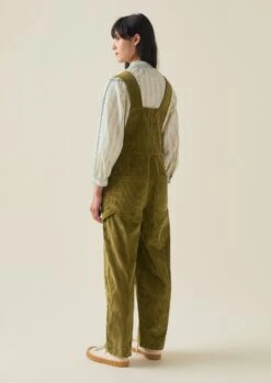 Organic Cotton Cord Dungarees | Woodland Green -Novesta Store WAOTW07 4