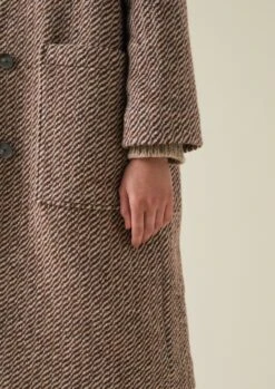 Patch Pocket Twill Coat | Brown/Ecru 14 Patch Pocket Twill Coat | Brown/Ecru -Novesta Store WCOTW03 4