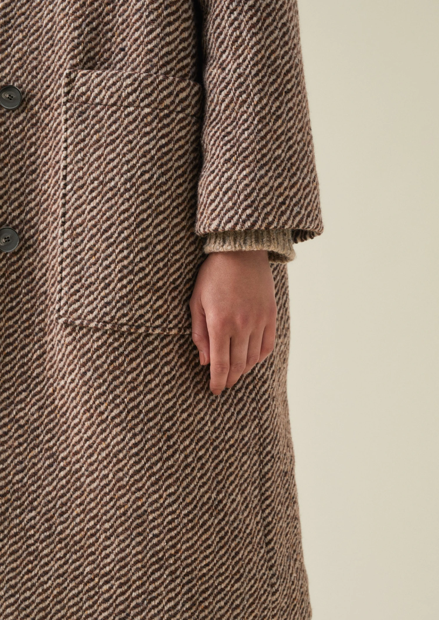 Patch Pocket Twill Coat | Brown/Ecru 7 Patch Pocket Twill Coat | Brown/Ecru - Image 5