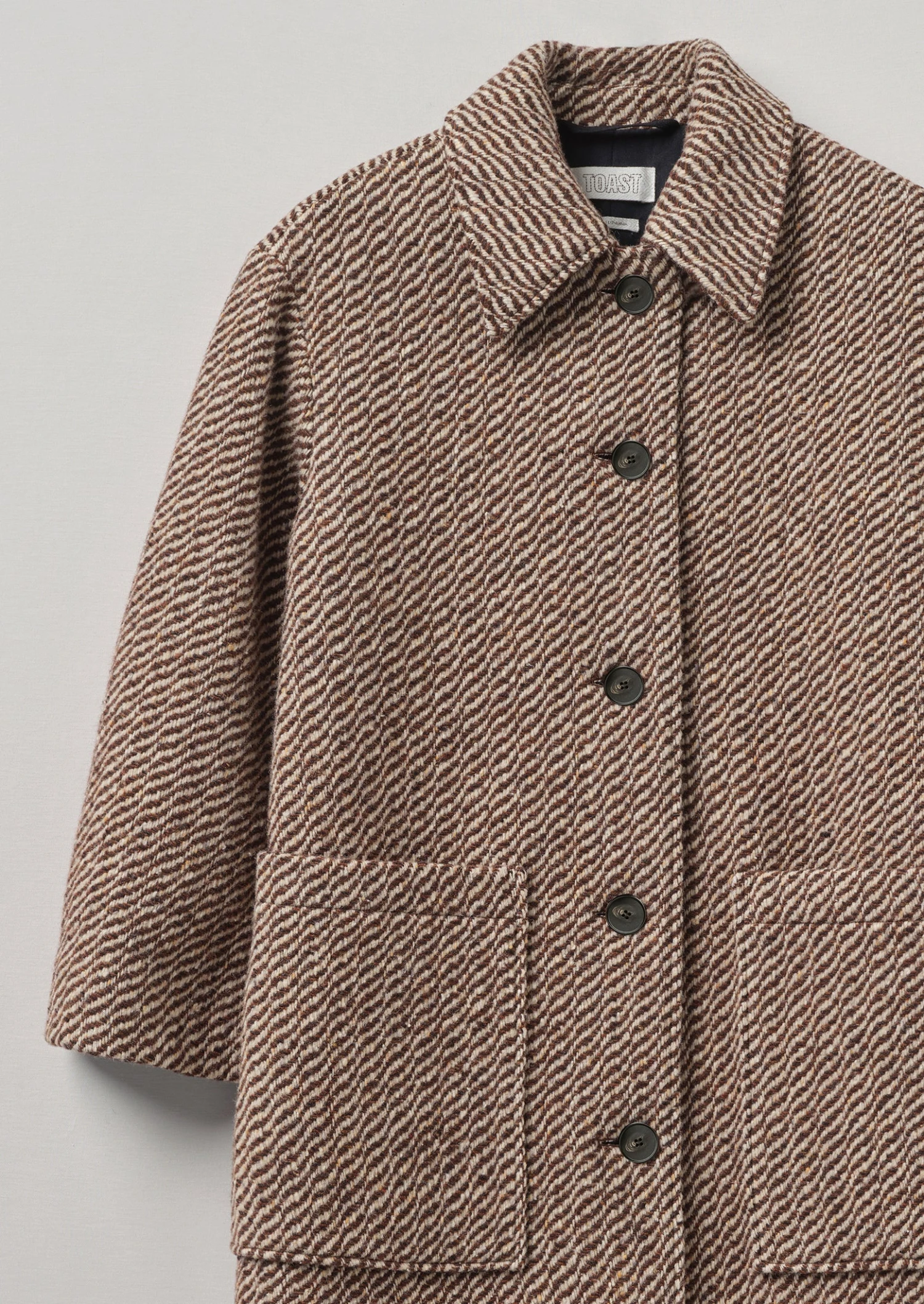 Patch Pocket Twill Coat | Brown/Ecru 10 Patch Pocket Twill Coat | Brown/Ecru - Image 8