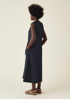 Panelled Organic Indigo Denim Dress | Indigo -Novesta Store WDRTS52 3