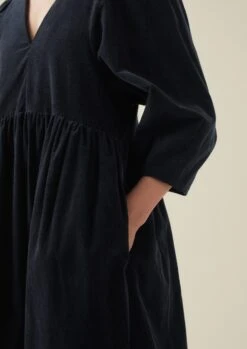 Maya Organic Cotton Needlecord Dress | Blue Slate -Novesta Store WDRTW08 7