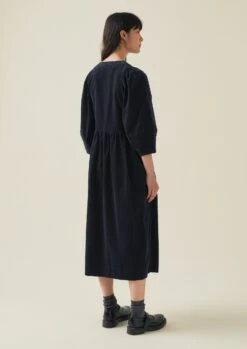 Maya Organic Cotton Needlecord Dress | Blue Slate -Novesta Store WDRTW08 8