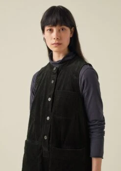 Organic Cord Sleeveless Tunic Dress | Brown Slate -Novesta Store WDRTW17 3