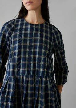 Seersucker Check Cotton Dress | Myrtle -Novesta Store WDRUS19 2