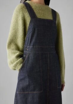 Side Button Denim Pinafore Dress | Indigo -Novesta Store WDRUS24 2