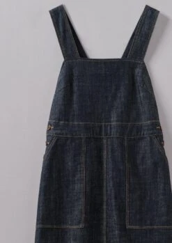 Side Button Denim Pinafore Dress | Indigo -Novesta Store WDRUS24 6