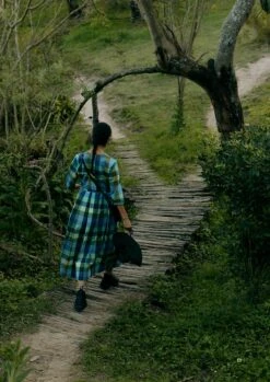 Cabin Check Organic Cotton Dress | Juniper -Novesta Store WDRUS31 2