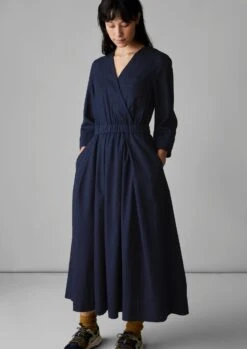 Indigo Cotton Twill Dress | Indigo -Novesta Store WDRUS66 3