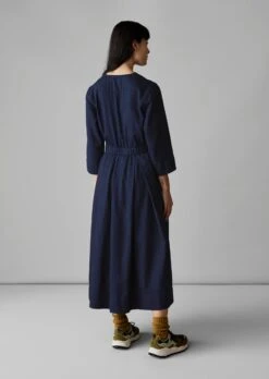Indigo Cotton Twill Dress | Indigo -Novesta Store WDRUS66 4